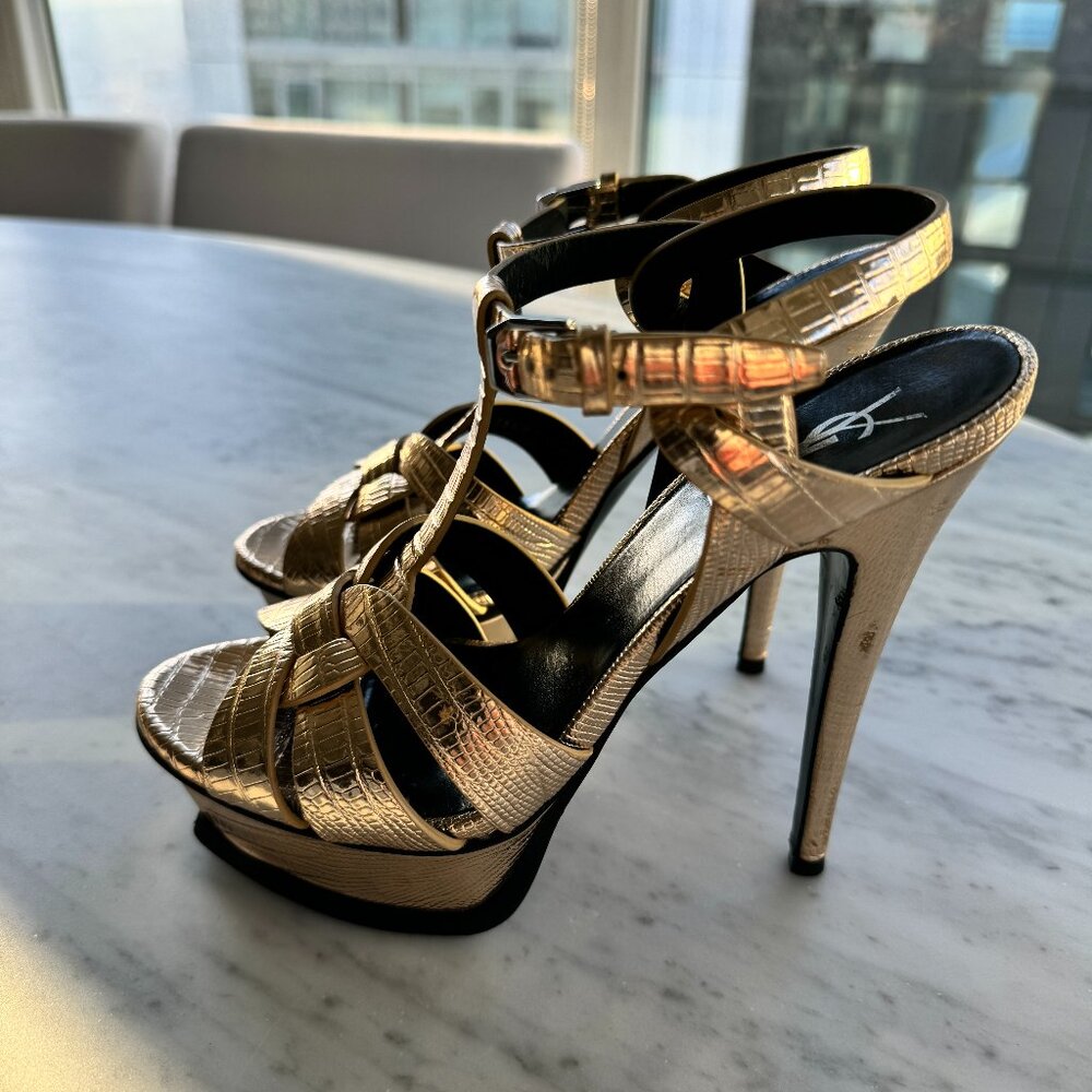 Yves Saint Laurent Tribute Heels 13 cm Gold Croco